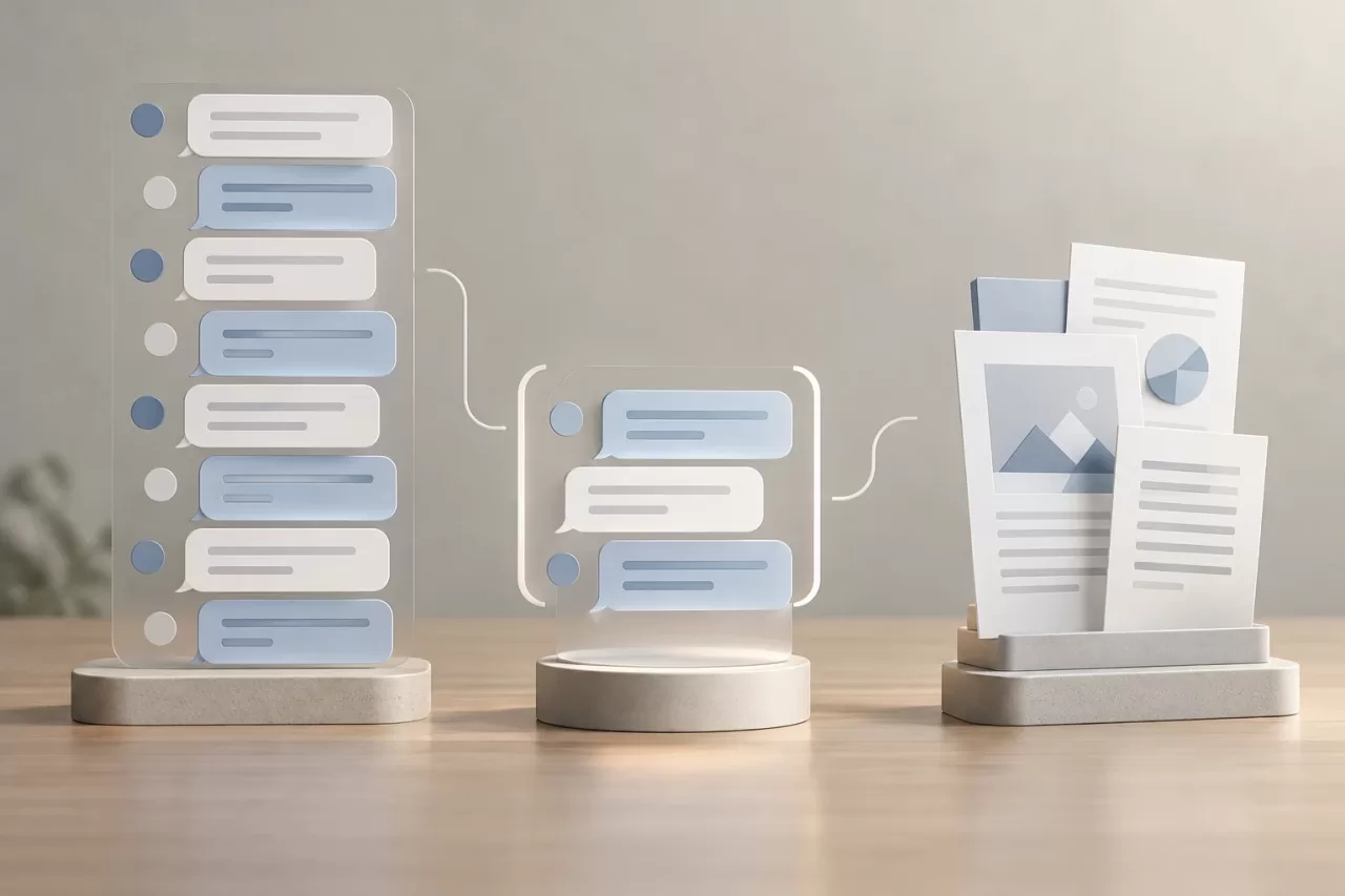 Separate conversational memory, history, and documents — DedicatedPHP visual guide